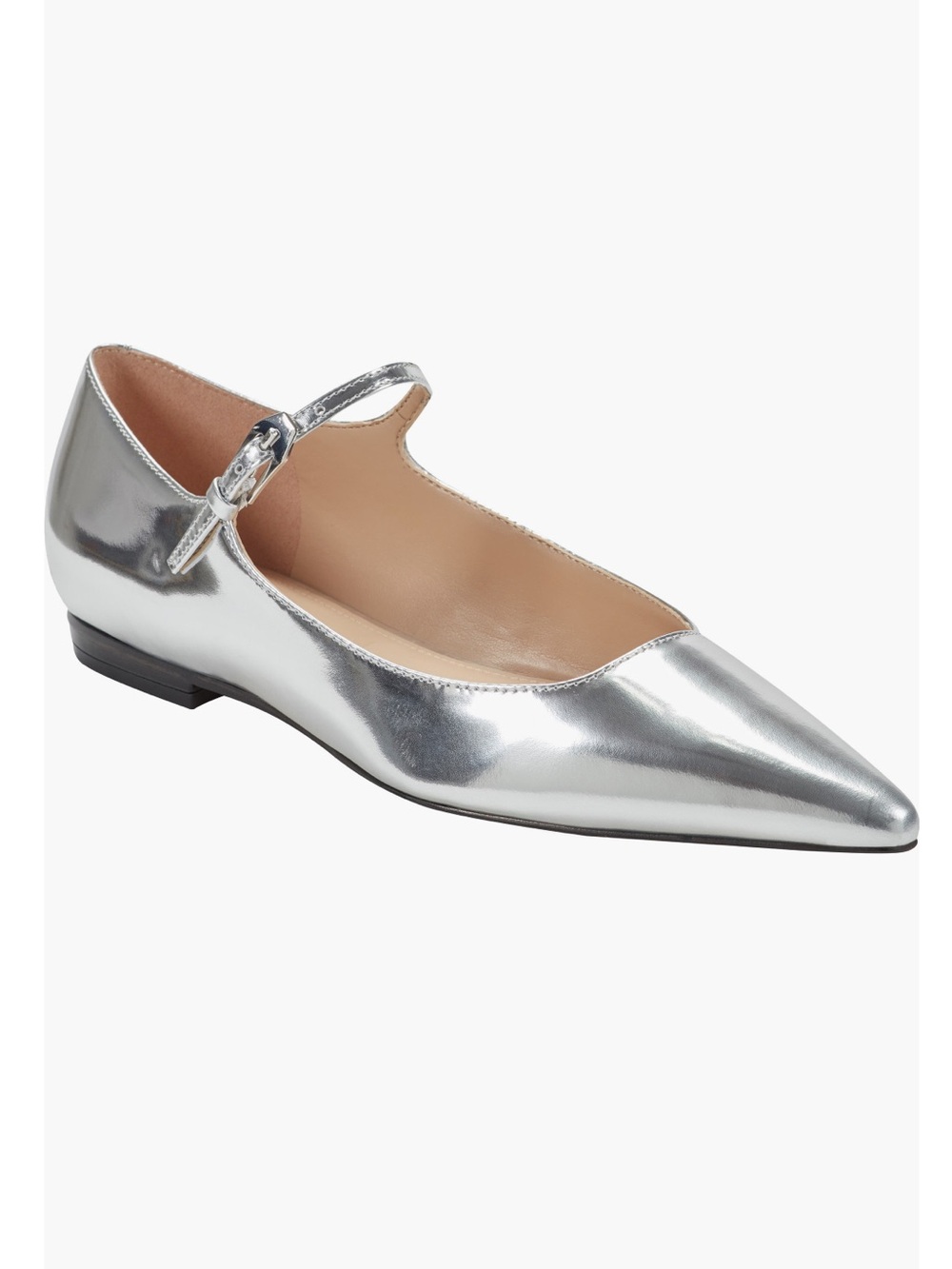 NEW Marc Fisher Trella Mary Jane Flat Silver Size 7.5